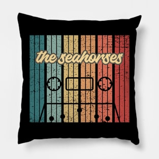 the seahorses cassette retro vintage Pillow