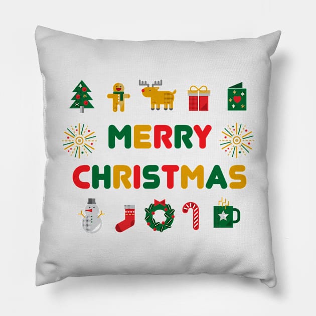 Merry Christmas Pillow by D_Machine