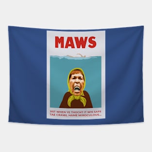 Spoof Scottish Jaws Movie Poster Tapestry