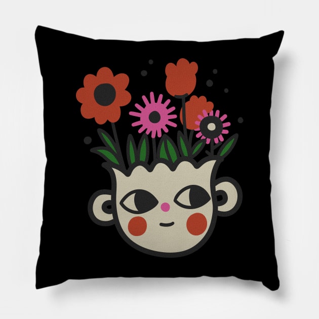 Garden Pot Face #smile face tattoo illustrations 5 Pillow by komandan pleton