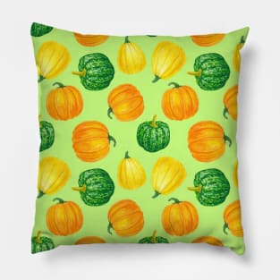 Pumpkins watercolor pattern 2 Pillow