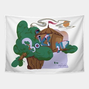 Be Kind Tree House Day Time Tapestry