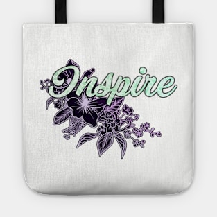 'Inspire' Floral Typography Design- Purple Tote