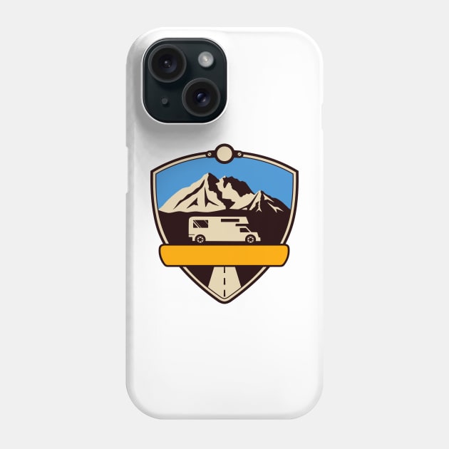 Travel Adventure Mountains Camper Emblem Phone Case by RageRabbit