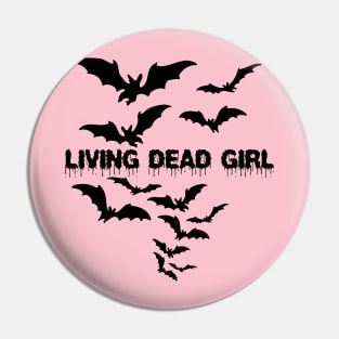 Living Dead Girl Gothic Vampire Twilight Grunge Punk Post Bats Wings Pin