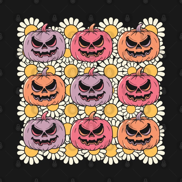 Funny Hippie Flower Pumpkin Halloween Gift by BadDesignCo