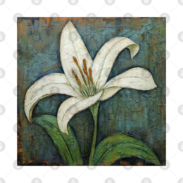 Simple Folk Art White Lily Flower by EpicFoxArt