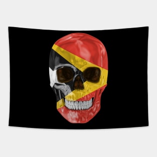 East Timor Flag Skull - Gift for Timorese With Roots From East Timor Tapestry