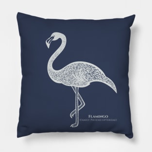 Flamingo with Common and Latin Names - line art bird design Pillow