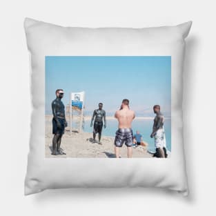 Israel, Dead Sea. Men and Mud Pillow