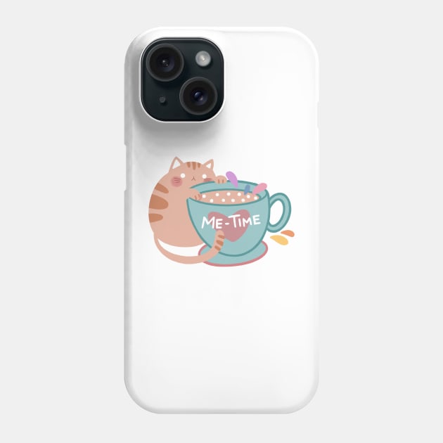 Cute “Me-Time“ Cat Design | Kawaii Handmade Illustration | Cat Lover Gift | By Atelier Serakara Phone Case by Atelier Serakara