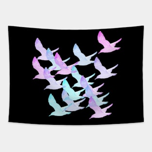 Seagulls (Translucent Gardient from Cyan to Magenta) Tapestry