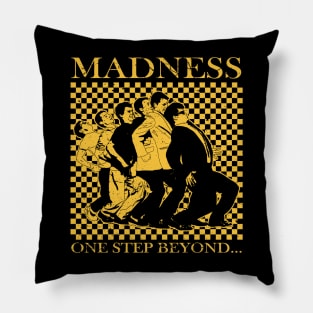 Madness - Retro Checkerboard Yellow Pillow