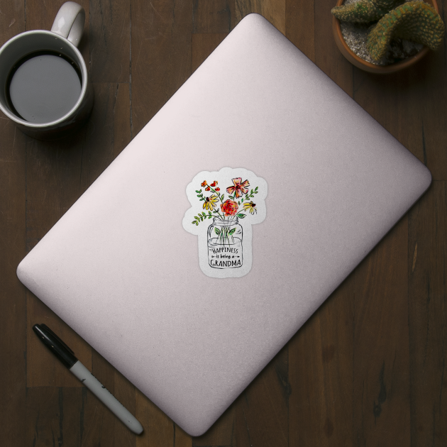 Womens Happiness Is Being Mimi Life - Flower Art-Grandma Tee Womens Happiness Is Being Mimi Life - Flower Art-Grandma Tee