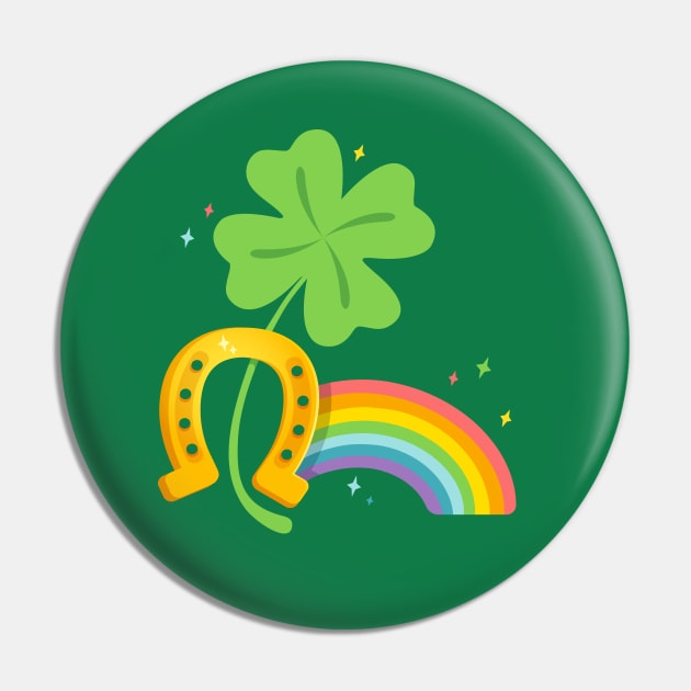 Lucky clover with rainbow and horseshoe Pin by Sir13