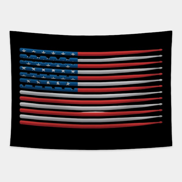 Patriotic Drum Sticks Tapestry by Drummer Ts