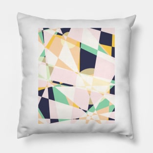 Broken moons, geometric outer space abstract illustration in soft colors Pillow