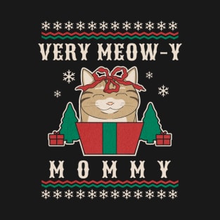 Very Meow-y Mommy Funny Christmas Cat T-Shirt