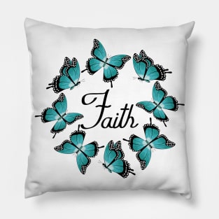 Faith - Blue Butterflies Pillow