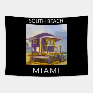 South Beach Lifeguard Tower in Miami Florida - Welshdesigns Tapestry