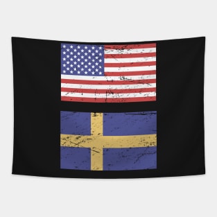 United States Flag & Sweden Flag Tapestry