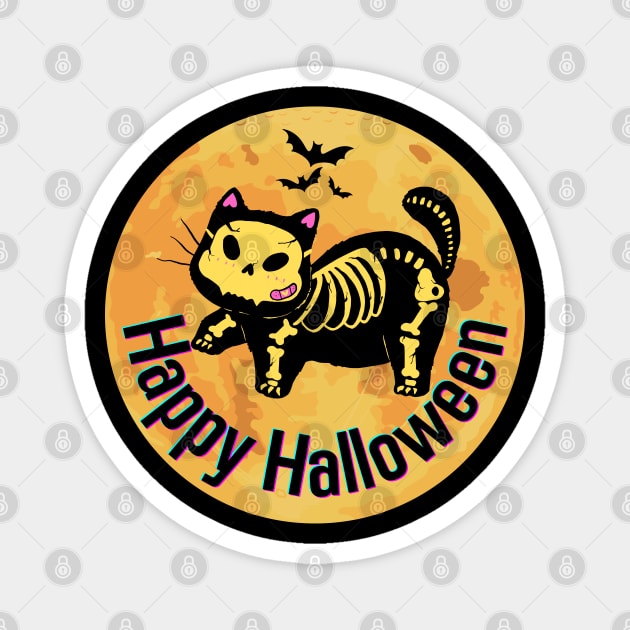 Happy Halloween Cat & Bat Magnet by MAii Art&Design
