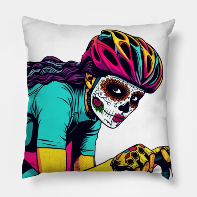 Colorful Catrina Pillow by p3p3ncil