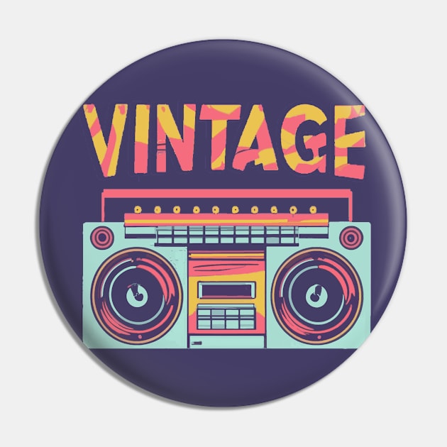 Vintage Retro Boom box Pin by Scar