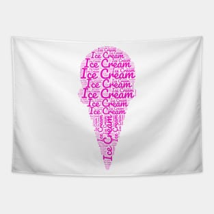 Ice Cream Cone - Pink Word Art Tapestry