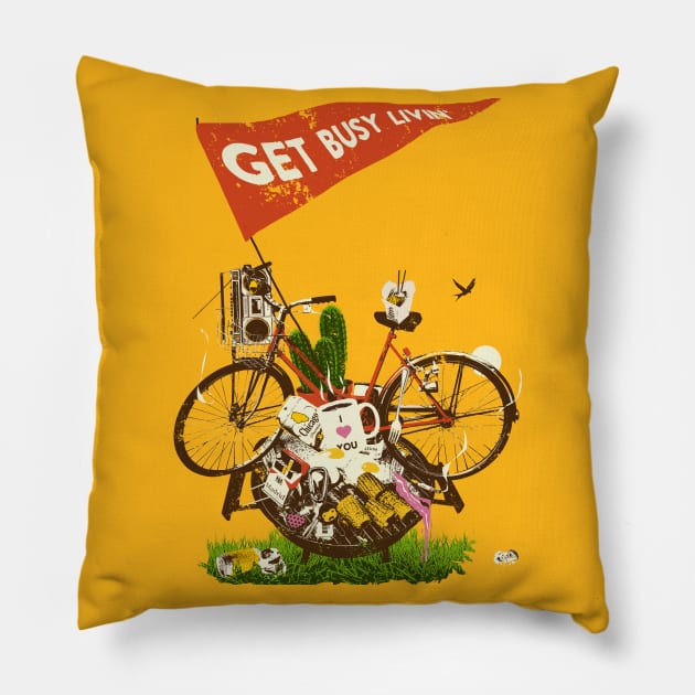 GET BUSY LIVIN Pillow by Showdeer