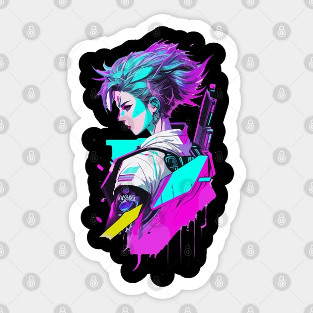 Cyberpunk Anime Girl - Futuristic Sci-Fi Design - Cyberpunk - Sticker