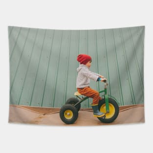 a child on a bicycle Tapestry