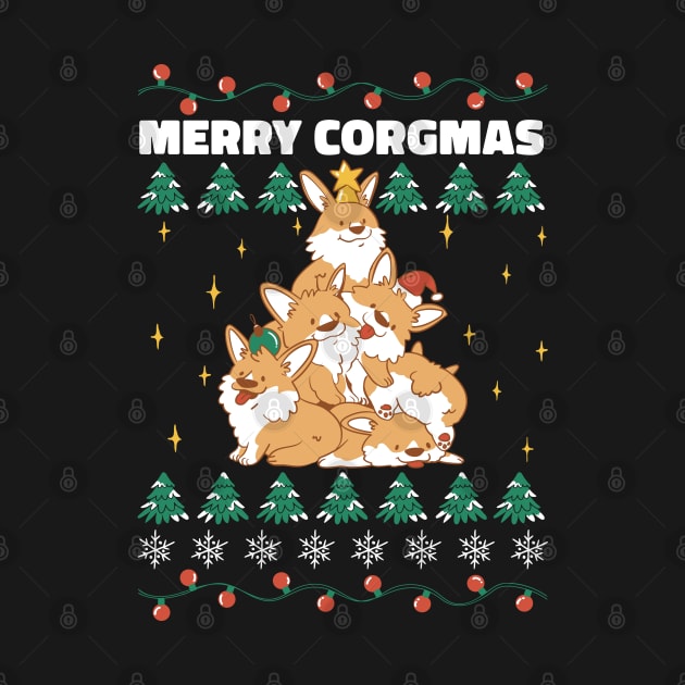 Corgi Christmas Tree Pileup by Life2LiveDesign