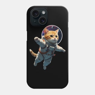 Astronaut cat floating outer space Phone Case