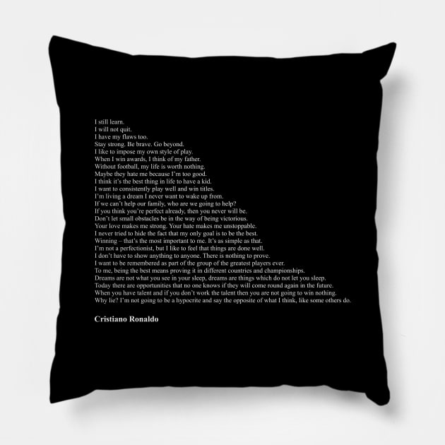 Cristiano Ronaldo Quotes Pillow by qqqueiru