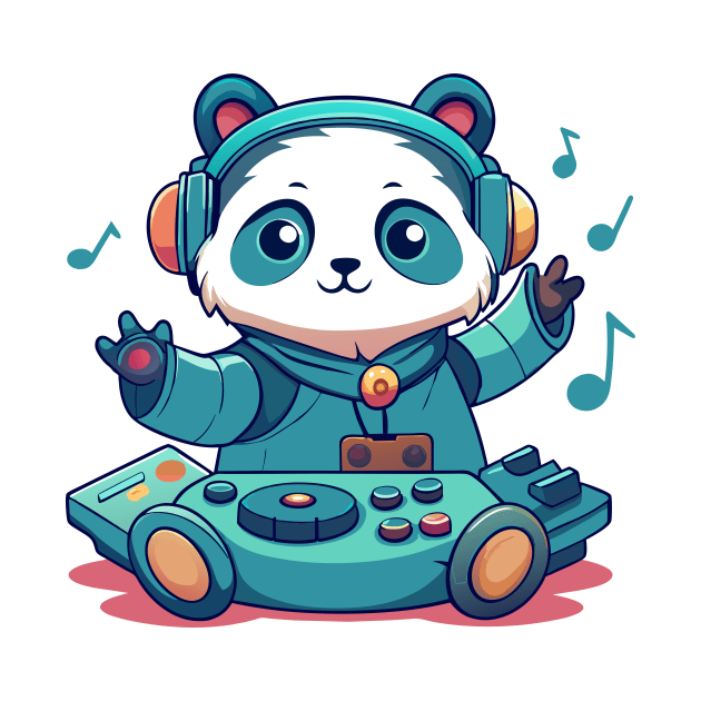 cute panda playing dj music by Shapwac12