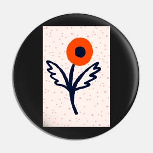 Minimalist poppy in burnt orange and deep navy Pin