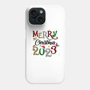 Merry Christmas 2023 Leopard Buffalo Plaid Red Green Xmas Phone Case