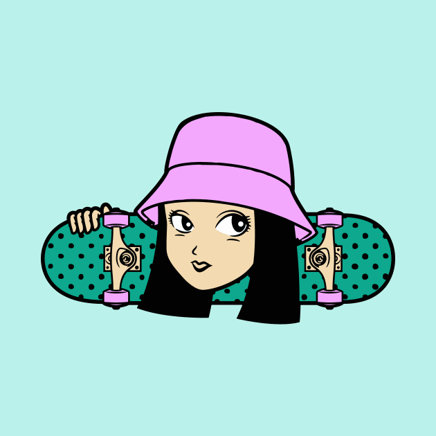 Cool Skater Girl with Bucket Hat by SLAG_Creative