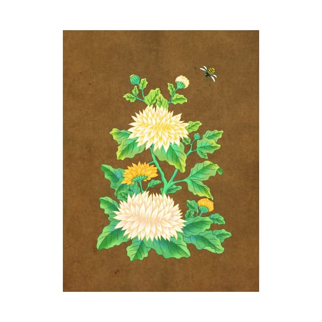 Minhwa: Chrysanthemum and Bumblebee B Type by koreanfolkpaint