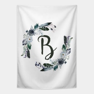 Floral Monogram B Dark Bohemian Flora Tapestry