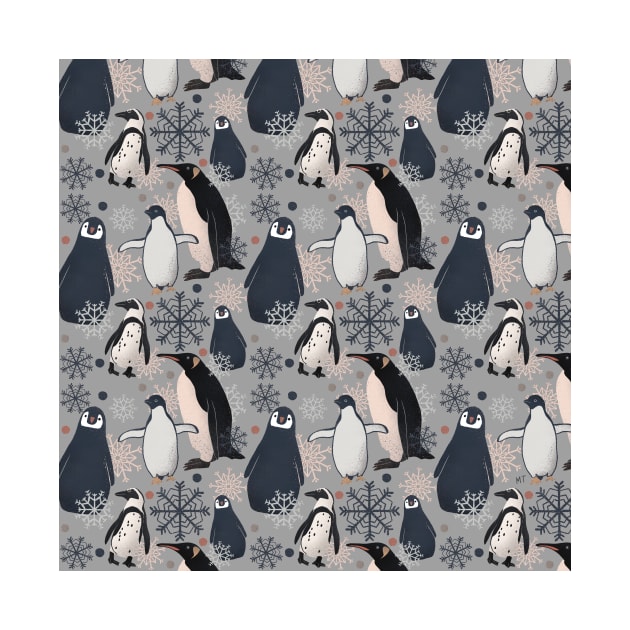 Snowy Penguins - Gray by monitdesign