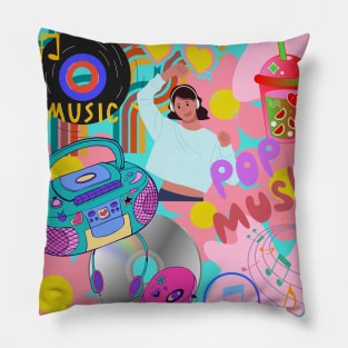 Retro pop music vibe Pillow