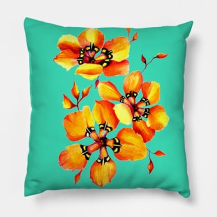 Sparaxis Perennial Gardening Flowers Watercolor Pillow