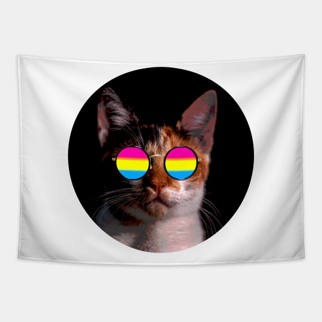 Cute Cat with Glasses Flag Tapestry by Gedwolcraeft