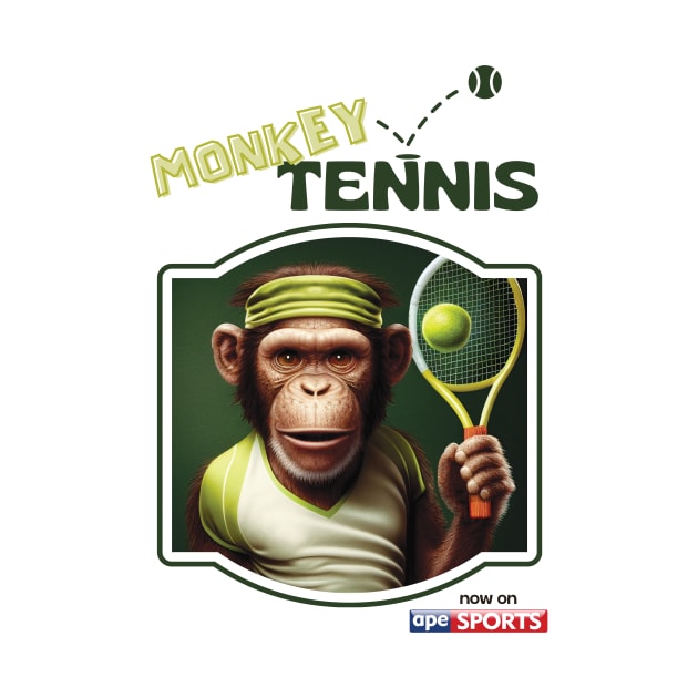 Monkey Tennis Funny Print by Geminiartstudio