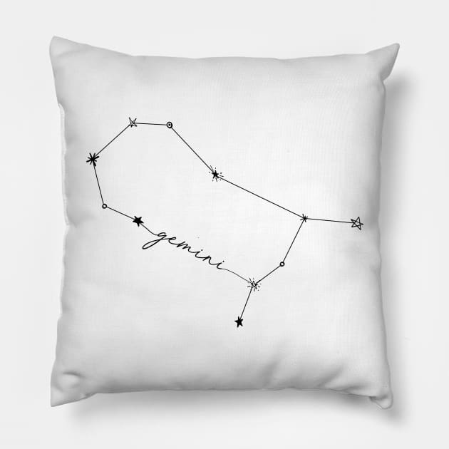 Gemini Constellation Zodiac Drawing Sticker Pillow by aterkaderk