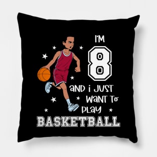 Boy plays basketball - I am 8 Pillow