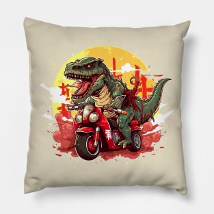 dino ride motorbike Pillow