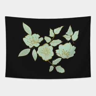 California Wild Rose Mustard and Mint Design Tapestry